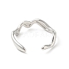 304 Stainless Steel Wave Open Cuff Ring for Women RJEW-C040-02P-3