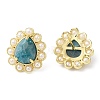 Natural Apatite Teardrop Stud Earrings with Plastic Pearl Beaded EJEW-E599-05G-02-1