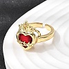 Glass Cuff Open Rings RJEW-P178-01C-G-3
