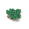 Christmas Handmade Glass Seed Beaded Ilex Aquifolium Leaf Pendants PALLOY-MZ00849-4