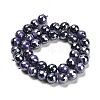 Electroplated Natural Fire Crackle Agate Round Beads Strands G-G0006-A02-05-3