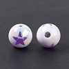 UV Plating Rainbow Iridescent Acrylic Beads OACR-H015-14-4