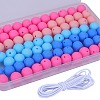 80Pcs 4 Style Round Silicone Focal Beads SIL-SZ0001-22I-1