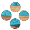 Transparent Resin & Walnut Wood Pendants X-RESI-S389-025A-B03-1