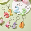 10Pcs 10 Styles Cartoon PVC Plastic Animal Pattern Number Pendant Keychain KEYC-JKC00703-2