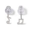 Anti-Tarnish Musical Note Rhodium Plated 999 Fine Silver Stud Earrings for Women EJEW-S215-15P-1