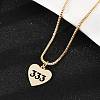 Brass Heart with Lucky Number 333 Pendant Necklaces & Alloy Pendants Sets SJEW-P005-01G-2