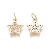 Brass Micro Pave Clear Cubic Zirconia Charms ZIRC-I036-03G-1