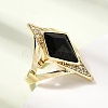 Brass Micro Pave Cubic Zirconia Cuff Rings for Women GG-CBA7610-11G-06-3