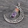 Column Glass Bottle with Amethyst inside Pendants PALLOY-JF00170-05-2