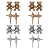 DELORIGIN 8Pcs 4 Style 4 Pointed Star & Bear Alloy Adjustable Jean Button Pins AJEW-DR0001-33-1