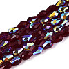 Transparent Electroplate Glass Beads Strands EGLA-N023-6x8mm-A10-1