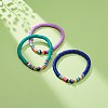 3Pcs 3 Colors Polymer Clay Heishi Surfer Stretch Anklets Set with Lampwork Evil Eye AJEW-AN00502-2