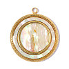 304 Stainless Steel & Natural Shell Pendants STAS-OY018-35G-3