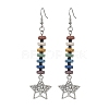 Colorful Natural Dyed Lava Rock Disc Beaded Dangle Earrings EJEW-JE05617-4