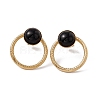 Ring with Half Round Glass Stud Earrings EJEW-L282-11G-2