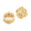 Flower Brass Clear Cubic Zirconia European Beads KK-B186-06G-2