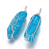 Electroplate Natural Quartz Crystal Big Wire Wrapped Pendants G-L520-B04-P-2