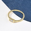 Rectangle Brass with Glass Cuff Rings for Women RJEW-Z111-05G-07-3
