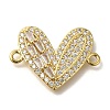 Rack Plating Brass Micro Pave Clear Cubic Zirconia Heart Links Connector Charm KK-P287-52G-02-1