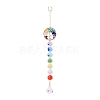 Natural & Synthetic Mixed Gemstone Tree with Glass Window Hanging Suncatchers HJEW-JM00853-02-1