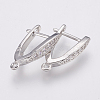 Brass Micro Pave Cubic Zirconia Hoop Earring Findings with Latch Back Closure X-ZIRC-K075-30P-1