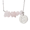 Natural Rose Quartz Chip & Constellation Pendant Necklaces NJEW-JN05084-02-1