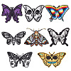 AHADERMAKER 8Pcs 8 Style Moth Computerized Embroidery Cloth Iron on/Sew on Patches DIY-GA0005-51-1