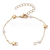 Brass Star & ABS Imitation Pearl Beaded Chain Bracelet Making AJEW-JB01150-38-1