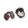 Irregular Rectangle Natural Ruby & Kyanite/Cyanite/Disthene Open Cuff Rings RJEW-M157-18R-2