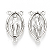 Holy Oval Carved Virgin Mary Tibetan Style Alloy Chandelier Component Links TIBEP-0381-S-LF-2