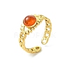 Natural Gemstone Horse Eye 304 Stainless Steel Cuff Open Rings for Women RJEW-JR01066-4