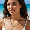 Beach Colorful Glass Beaded Alloy Heart Pendant Necklaces for Women LS-NM2683-1