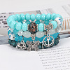 4Pcs Bohemian Style Alloy & Glass & Acrylic Charm Bracelets Set WG8E884-07-1