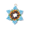 Glass Seed Beaded Pendants PALLOY-MZ01241-03-1