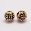 Brass Micro Pave Cubic Zirconia Beads ZIRC-E110-06G-1