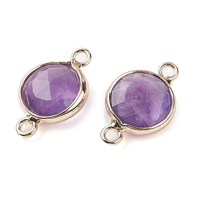 Natural Amethyst Connector Charms G-C102-09F-G-1