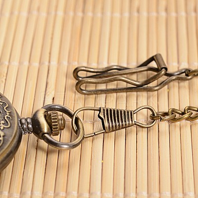 Openable Flat Round with Dragon Alloy Glass Pendant Pocket Watch WACH-L024-10-1