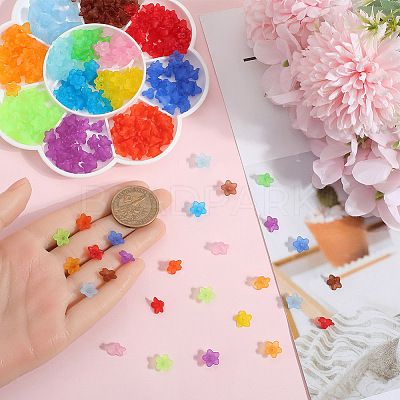 1300Pcs 13 Colors Transparent Acrylic Bead Caps TACR-SP0001-07-1