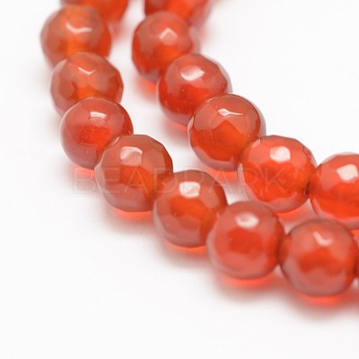 Faceted Natural Agate Beads Strands G-F447-8mm-C13-1