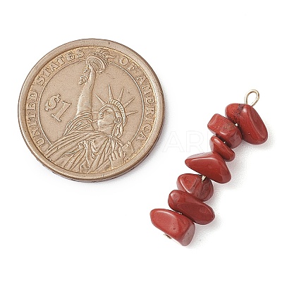 Gradient Color Natural Rhodonite & Natural Red Jasper & Natural Strawberry Quartz Chip Beaded Pendants PALLOY-JF02795-06-1