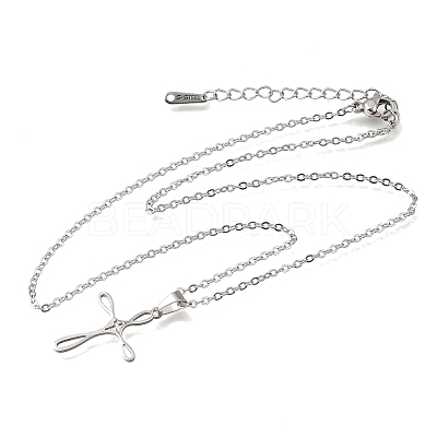304 Stainless Steel Religion Cross Pendant Necklaces SA-CBAB727-02P-1