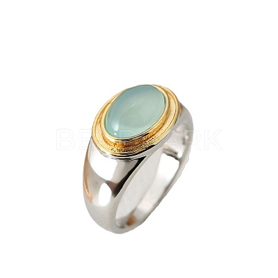 Oval Brass Cat Eye Finger Rings FS-WGC727D-02-1