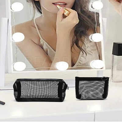 2Pcs 2 Styles Nylon Gauze Cosmetic Pouches with Zipper ABAG-LP0001--29B-1