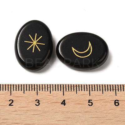 13Pcs Natural Obsidian Rune Stone G-C095-02C-1