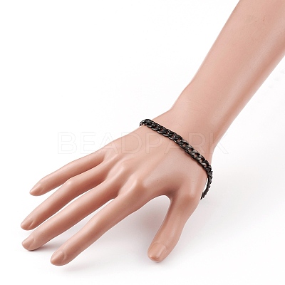 Men's 304 Stainless Steel Cuban Link Chain Bracelets BJEW-JB05917-02-1