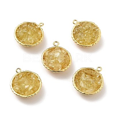 Natural Citrine Chip Pendants KK-C242-05G-18-1