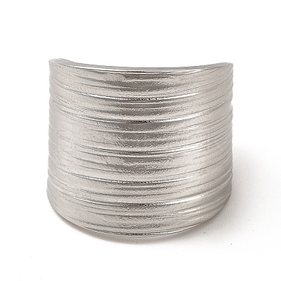 Non-Tarnish 304 Stainless Steel Textured Wide Open Cuff Ring for Women LS-RJEW-E070-01P-1