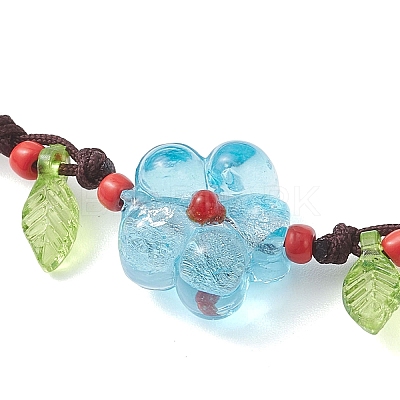 Handmade Silver Foil Glass Lampwork & Natural White Jade Beads Braided Bead Bracelets for Women BJEW-JB12728-02-1