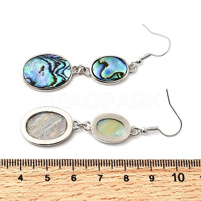 Brass Natural Abalone Shell Dangle Earrings EJEW-F388-01A-P-1